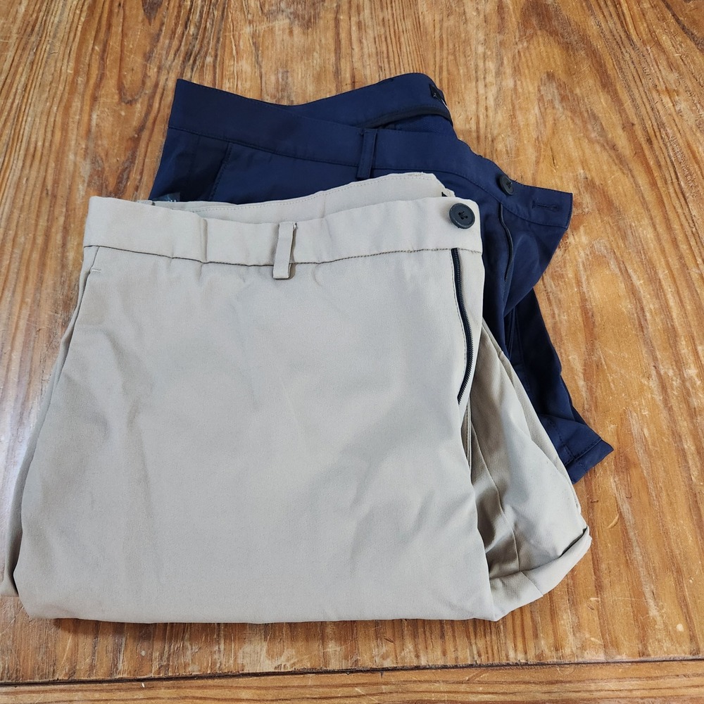 Lot of 2 Theory Zane SW‎ Neoteric Khaki Blue Chino Pants 40x32 Preppy Flat Front - Picture 2 of 16